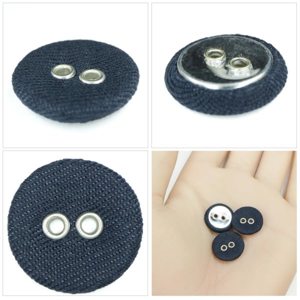 画像5: 布張りボタン 二つ穴【ネイビー】15mm 10個入 丸型 裁縫 手芸 服飾 付け替え きらきらぷんぷん丸 B-1862 (5)