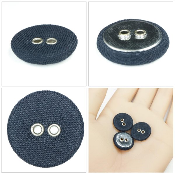 画像5: 布張りボタン 二つ穴【ネイビー】18mm 8個入 丸型 裁縫 手芸 服飾 付け替え きらきらぷんぷん丸 B-1863 (5)