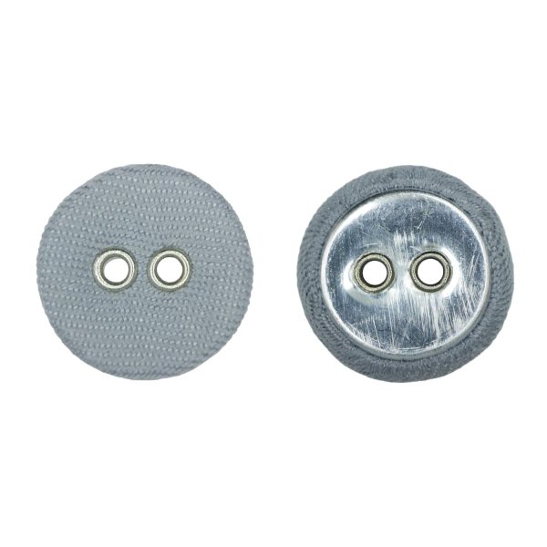画像1: 布張りボタン 二つ穴【グレー】15mm 10個入 丸型 裁縫 手芸 服飾 付け替え きらきらぷんぷん丸 B-1865 (1)