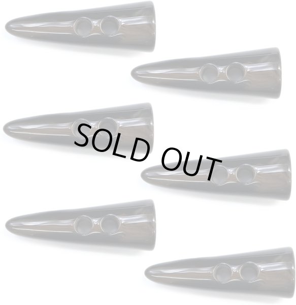 画像1: トグルボタン 【水牛調 ダークブラウン】 5.5cm 6個入り ダッフルボタン 留め具 ボタン ボタンマート B-187 (1)