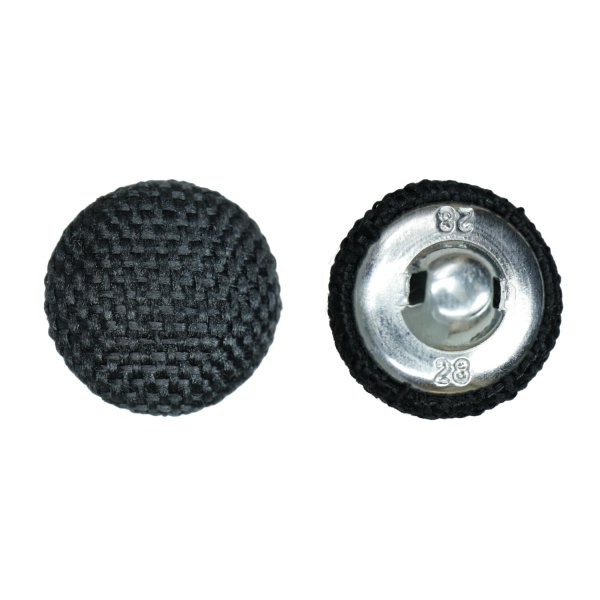 画像1: リネン調布張り シャンクボタン【ブラック】18mm 8個入 丸型 足つき 手芸 服飾 付け替え きらきらぷんぷん丸 B-1874 (1)