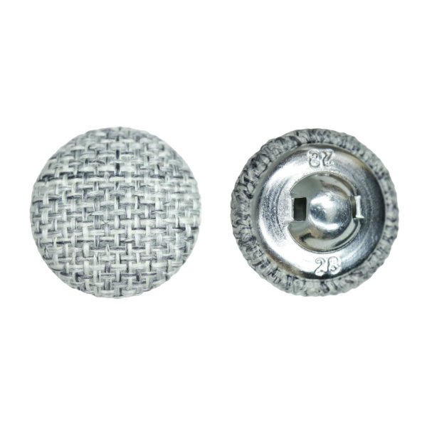 画像1: リネン調布張り シャンクボタン【グレー】18mm 8個入 丸型 足つき 手芸 服飾 付け替え きらきらぷんぷん丸 B-1880 (1)