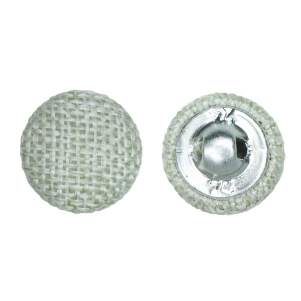 画像1: リネン調布張り シャンクボタン【ベージュ】15mm 10個入 丸型 足つき 手芸 服飾 付け替え きらきらぷんぷん丸 B-1882 (1)