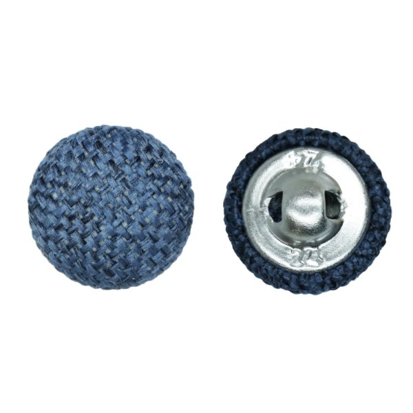 画像1: リネン調布張り シャンクボタン【ネイビー】15mm 10個入 丸型 足つき 手芸 服飾 付け替え きらきらぷんぷん丸 B-1885 (1)