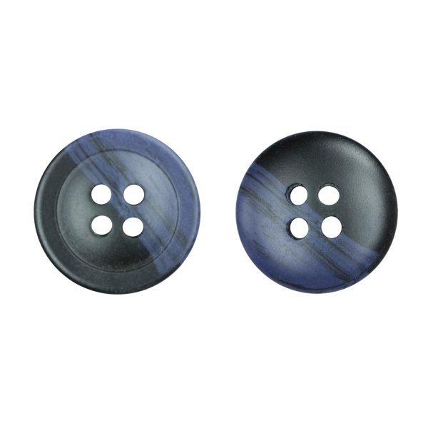 画像1: ツートン樹脂ボタン 木目調【ブラック＆ネイビー】18mm 8個入 四つ穴 丸型 手芸 服飾 付け替え きらきらぷんぷん丸 B-1913 (1)