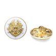 画像1: メタルボタン エンブレム 【ホワイト＆ゴールド】18mm 8個入 丸型 足つき 2トーン 手芸 服飾 付け替え ボタンマート B-1919 (1)