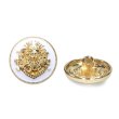 画像1: メタルボタン エンブレム 【ホワイト＆ゴールド】20mm 6個入 丸型 足つき 2トーン 手芸 服飾 付け替え ボタンマート B-1920 (1)