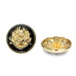 画像1: メタルボタン エンブレム 【ブラック＆ゴールド】23mm 5個入 丸型 足つき 2トーン 手芸 服飾 付け替え ボタンマート B-1925 (1)