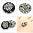 画像5: メタルボタン エンブレム 【ブラック＆シルバー】15mm 10個入 丸型 足つき 2トーン 手芸 服飾 付け替え ボタンマート B-1926 (5)