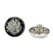画像1: メタルボタン エンブレム 【ブラック＆シルバー】18mm 8個入 丸型 足つき 2トーン 手芸 服飾 付け替え ボタンマート B-1927 (1)