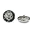 画像1: メタルボタン エンブレム 【ブラック＆シルバー】23mm 5個入 丸型 足つき 2トーン 手芸 服飾 付け替え ボタンマート B-1929 (1)