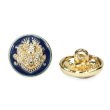 画像1: メタルボタン エンブレム 【ネイビー＆ゴールド】15mm 10個入 丸型 足つき 2トーン 手芸 服飾 付け替え ボタンマート B-1930 (1)