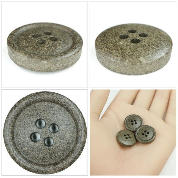 画像5: 石目調ボタン 四つ穴【ブラウン】18mm 8個入 丸型 樹脂 手芸 服飾 付け替え きらきらぷんぷん丸 B-1960 (5)
