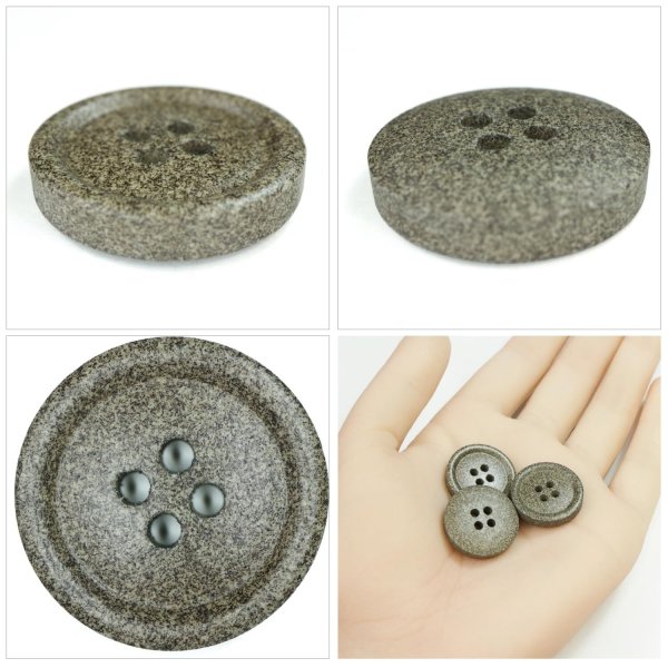 画像5: 石目調ボタン 四つ穴【ブラウン】20mm 6個入 丸型 樹脂 手芸 服飾 付け替え きらきらぷんぷん丸 B-1961 (5)