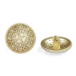 画像1: メタルボタン 透かし彫り【ゴールド】20mm 6個入 丸型 足つき アンティーク調 手芸 服飾 付け替え きらきらぷんぷん丸 B-1970 (1)