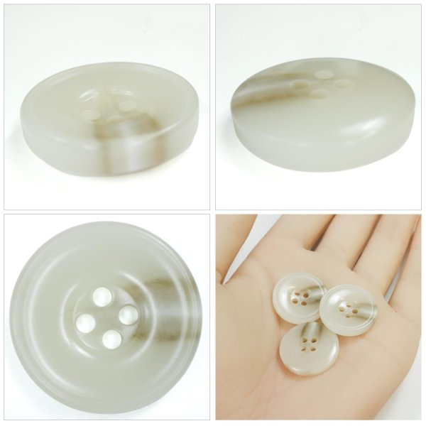画像5: 樹脂ボタン マーブル柄【アイボリー】20mm 6個入 丸型 リム付き 4穴 手芸 服飾 付け替え きらきらぷんぷん丸 B-1991 (5)