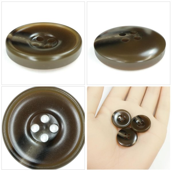 画像5: 樹脂ボタン マーブル柄【ブラウン】20mm 6個入 丸型 リム付き 4穴 手芸 服飾 付け替え きらきらぷんぷん丸 B-1994 (5)