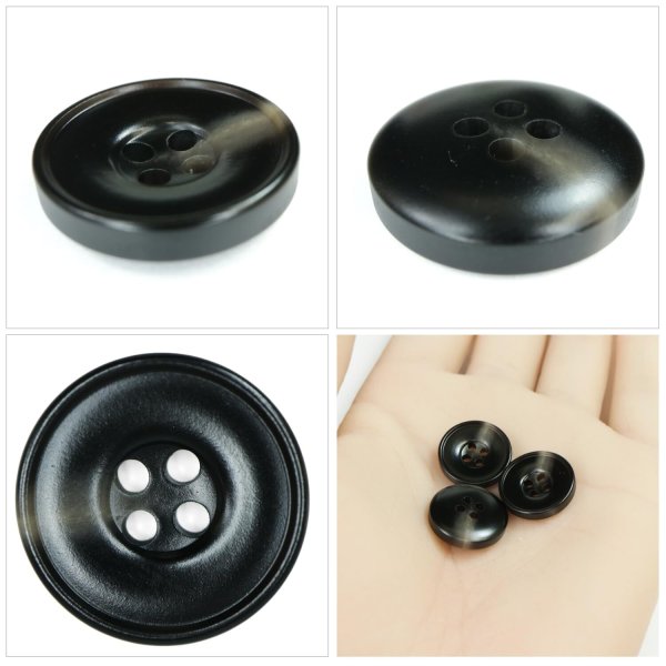 画像5: 樹脂ボタン マーブル柄【ブラック】15mm 10個入 丸型 リム付き 4穴 手芸 服飾 付け替え きらきらぷんぷん丸 B-1995 (5)