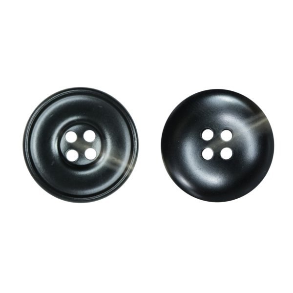 画像1: 樹脂ボタン マーブル柄【ブラック】20mm 6個入 丸型 リム付き 4穴 手芸 服飾 付け替え きらきらぷんぷん丸 B-1997 (1)