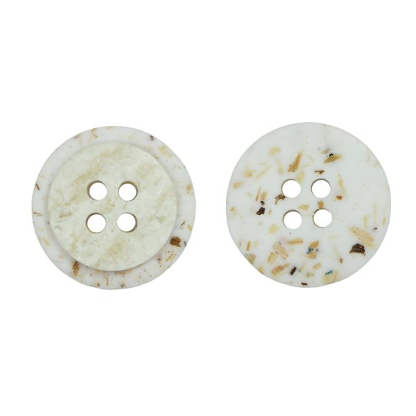 画像1: 樹脂ボタン 二段デザイン【アイボリー】18mm 8個入 丸型 手芸 服飾 付け替え きらきらぷんぷん丸 B-2005 (1)