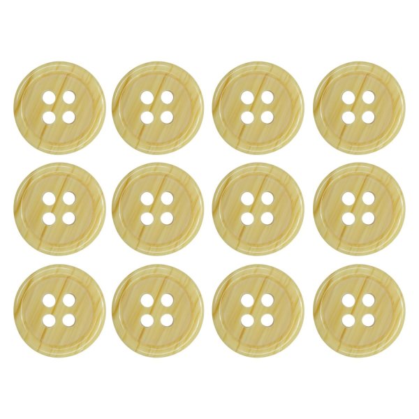 画像1: 木目調樹脂ボタン【ナチュラル】12.5mm 12個入 4穴 丸型 手芸 服飾 付け替え ボタンマート B-2011 (1)