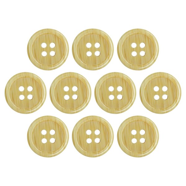 画像1: 木目調樹脂ボタン【ナチュラル】15mm 10個入 4穴 丸型 手芸 服飾 付け替え ボタンマート B-2012 (1)