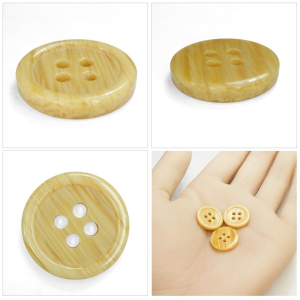 画像5: 木目調樹脂ボタン【ナチュラル】15mm 10個入 4穴 丸型 手芸 服飾 付け替え ボタンマート B-2012 (5)