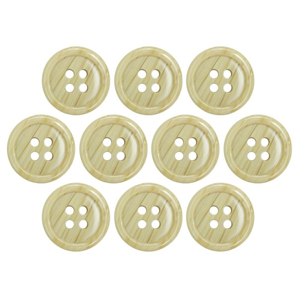 画像1: 木目調樹脂ボタン【ライトブラウン】15mm 10個入 4穴 丸型 手芸 服飾 付け替え ボタンマート B-2016 (1)