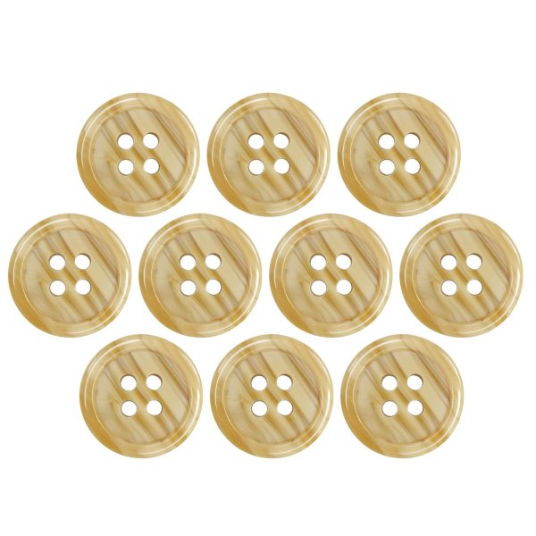 画像1: 木目調樹脂ボタン【キャメル】15mm 10個入 4穴 丸型 手芸 服飾 付け替え ボタンマート B-2020 (1)