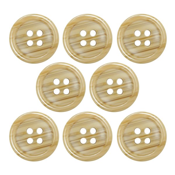 画像1: 木目調樹脂ボタン【キャメル】18mm 8個入 4穴 丸型 手芸 服飾 付け替え ボタンマート B-2021 (1)