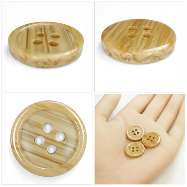 画像5: 木目調樹脂ボタン【キャメル】18mm 8個入 4穴 丸型 手芸 服飾 付け替え ボタンマート B-2021 (5)
