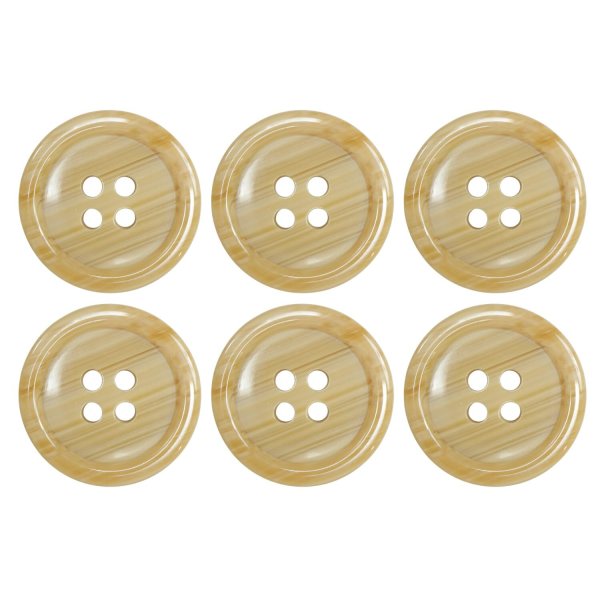 画像1: 木目調樹脂ボタン【キャメル】20mm 6個入 4穴 丸型 手芸 服飾 付け替え ボタンマート B-2022 (1)
