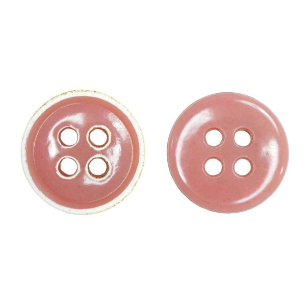 画像1: 四つ穴ボタン【ピンク】ホワイトリム ヴィンテージ風 11.5mm 10個入 丸型 手芸 服飾 付け替え ボタンマート B-2032 (1)