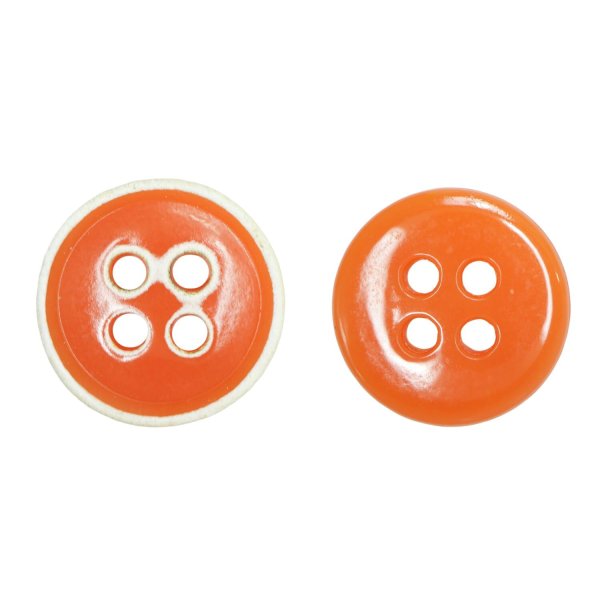 画像1: 四つ穴ボタン【オレンジ】ホワイトリム ヴィンテージ風 11.5mm 10個入 丸型 手芸 服飾 付け替え ボタンマート B-2036 (1)