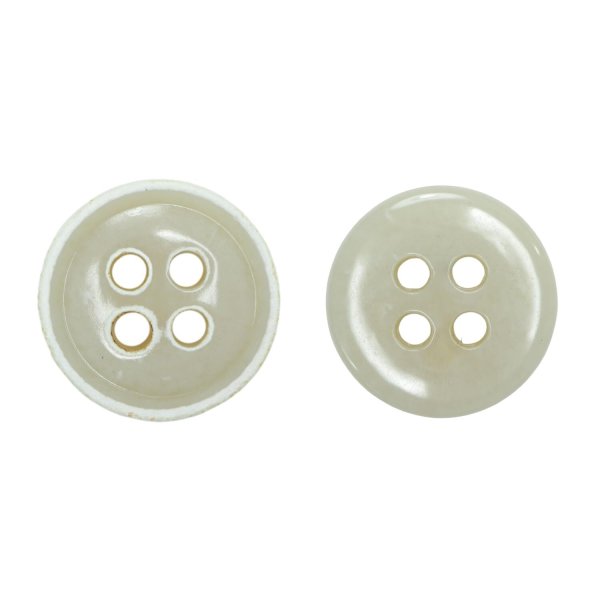 画像1: 四つ穴ボタン【ベージュ】ホワイトリム ヴィンテージ風 11.5mm 10個入 丸型 手芸 服飾 付け替え ボタンマート B-2038 (1)