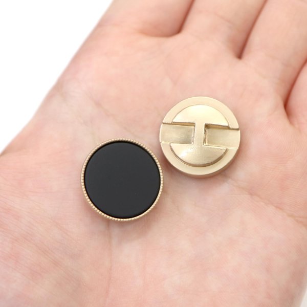 画像6: フラットボタン 金フチ 【ブラック ツヤなし】 20mm 5個入り アンティーク調 レトロ マット 黒 スーツ ジャケット ボタンマート B-203 (6)