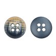 画像1: クロスラインウッドボタン【ネイビー】11.5mm 10個入 丸型 四つ穴 ヴィンテージ調 手芸 服飾 付け替え ボタンマート B-2040 (1)