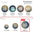画像3: クロスラインウッドボタン【ネイビー】20mm 6個入 丸型 四つ穴 ヴィンテージ調 手芸 服飾 付け替え ボタンマート B-2042 (3)