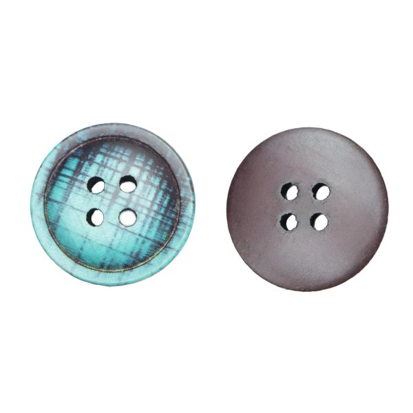 画像1: クロスラインウッドボタン【グリーン】20mm 6個入 丸型 四つ穴 ヴィンテージ調 手芸 服飾 付け替え ボタンマート B-2045 (1)