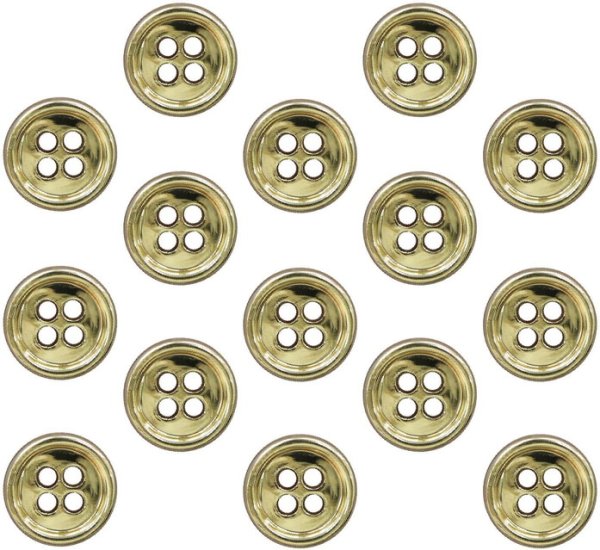 画像1: メタルボタン 四つ穴 【ゴールド 鏡面仕上げ】 金 シャツ スーツ 15個入り 【11.5mm】 ボタンマート B-205 (1)