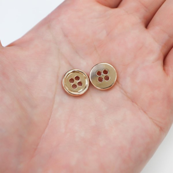 画像6: メタルボタン 四つ穴 【ゴールド 鏡面仕上げ】 金 シャツ スーツ 15個入り 【12.5mm】 ボタンマート B-206 (6)