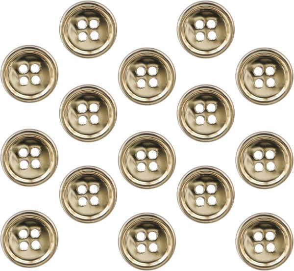 画像1: メタルボタン 四つ穴 【ゴールド 鏡面仕上げ】 金 シャツ スーツ 15個入り 【15mm】 ボタンマート B-207 (1)