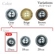 画像3: 樹脂ボタン 木目調リム【グレー】15mm 10個入 丸型 四つ穴 表付け 手芸 服飾 付け替え ボタンマート B-2073 (3)