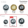 画像3: 樹脂ボタン 木目調リム【グレー】18mm 8個入 丸型 四つ穴 表付け 手芸 服飾 付け替え ボタンマート B-2074 (3)