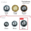 画像3: 樹脂ボタン 木目調リム【グレー】20mm 6個入 丸型 四つ穴 表付け 手芸 服飾 付け替え ボタンマート B-2075 (3)