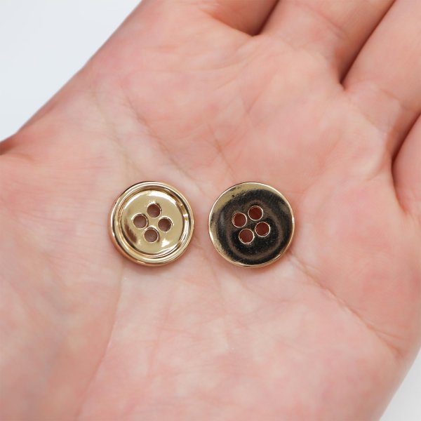 画像6: メタルボタン 四つ穴 【ゴールド 鏡面仕上げ】 金 シャツ スーツ 15個入り 【15mm】 ボタンマート B-207 (6)