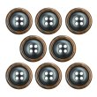 画像1: 樹脂ボタン 木目調リム【ブラウン】18mm 8個入 丸型 四つ穴 表付け 手芸 服飾 付け替え ボタンマート B-2080 (1)
