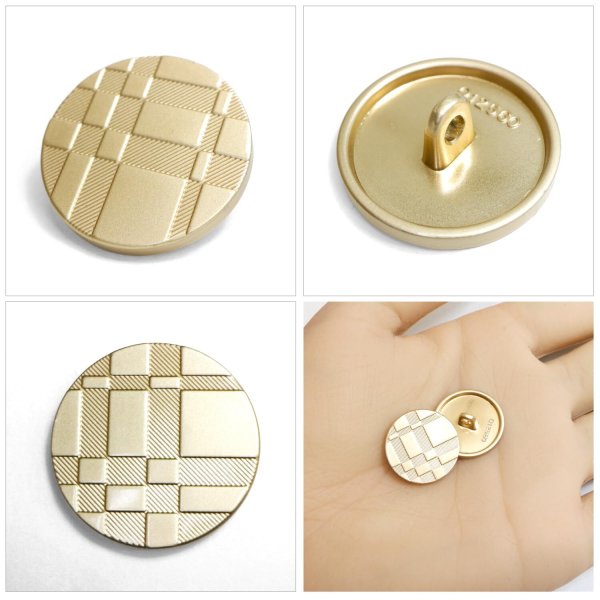 画像6: メタルボタン 格子柄【ゴールド】18mm 8個入 丸型 足つき 立体柄 手芸 服飾 付け替え ボタンマート B-2083 (6)