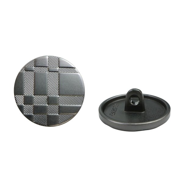 画像1: メタルボタン 格子柄【ブラック】18mm 8個入 丸型 足つき 立体柄 手芸 服飾 付け替え ボタンマート B-2086 (1)