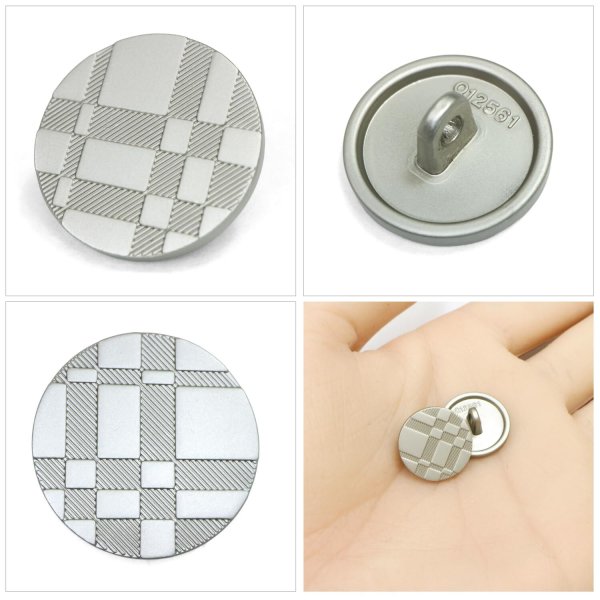 画像6: メタルボタン 格子柄【シルバー】15mm 10個入 丸型 足つき 立体柄 手芸 服飾 付け替え ボタンマート B-2088 (6)
